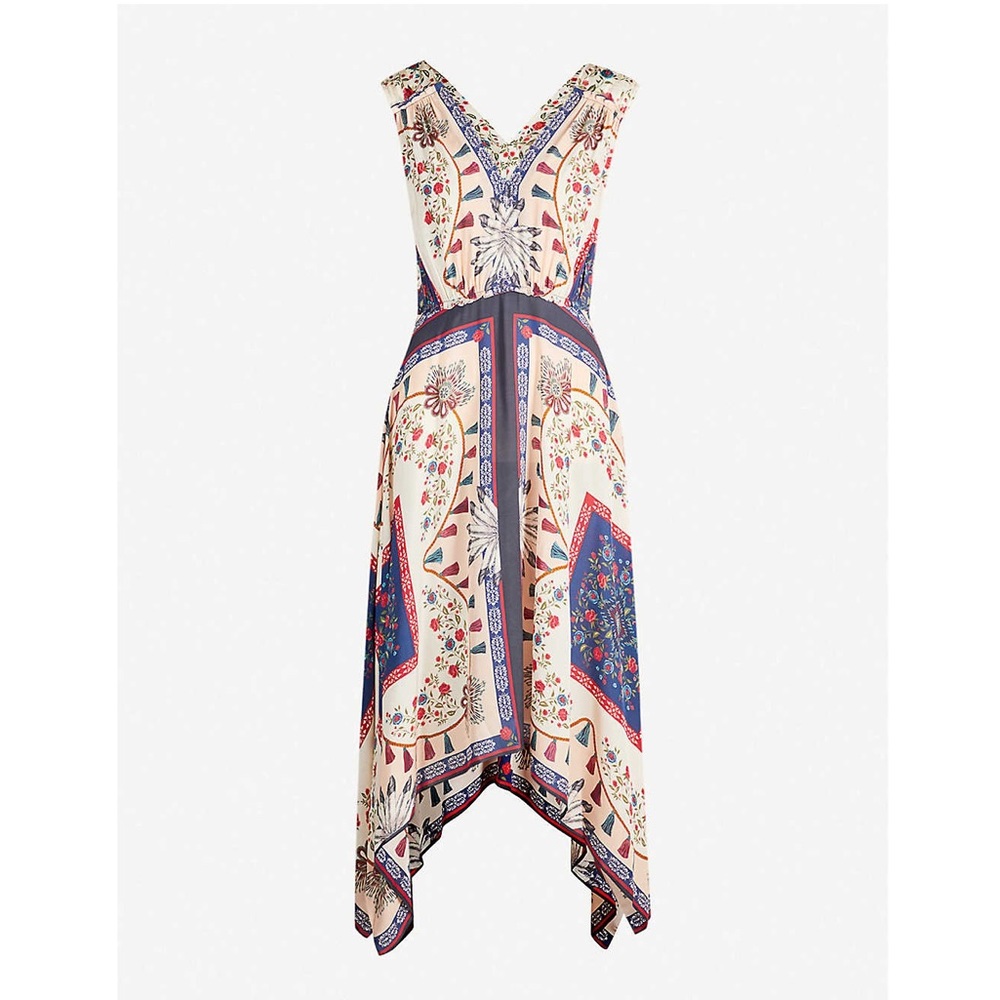 Sandro Paris Lee Pattern Handkerchief Hem Dress NW